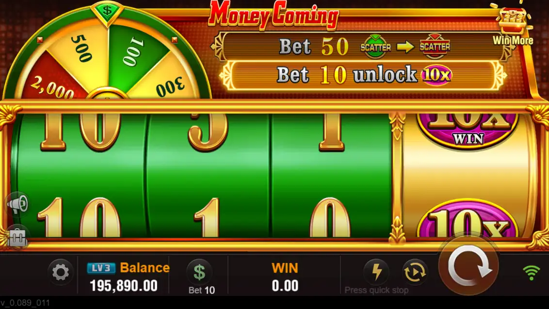 Tela oficial do jogo Money Coming